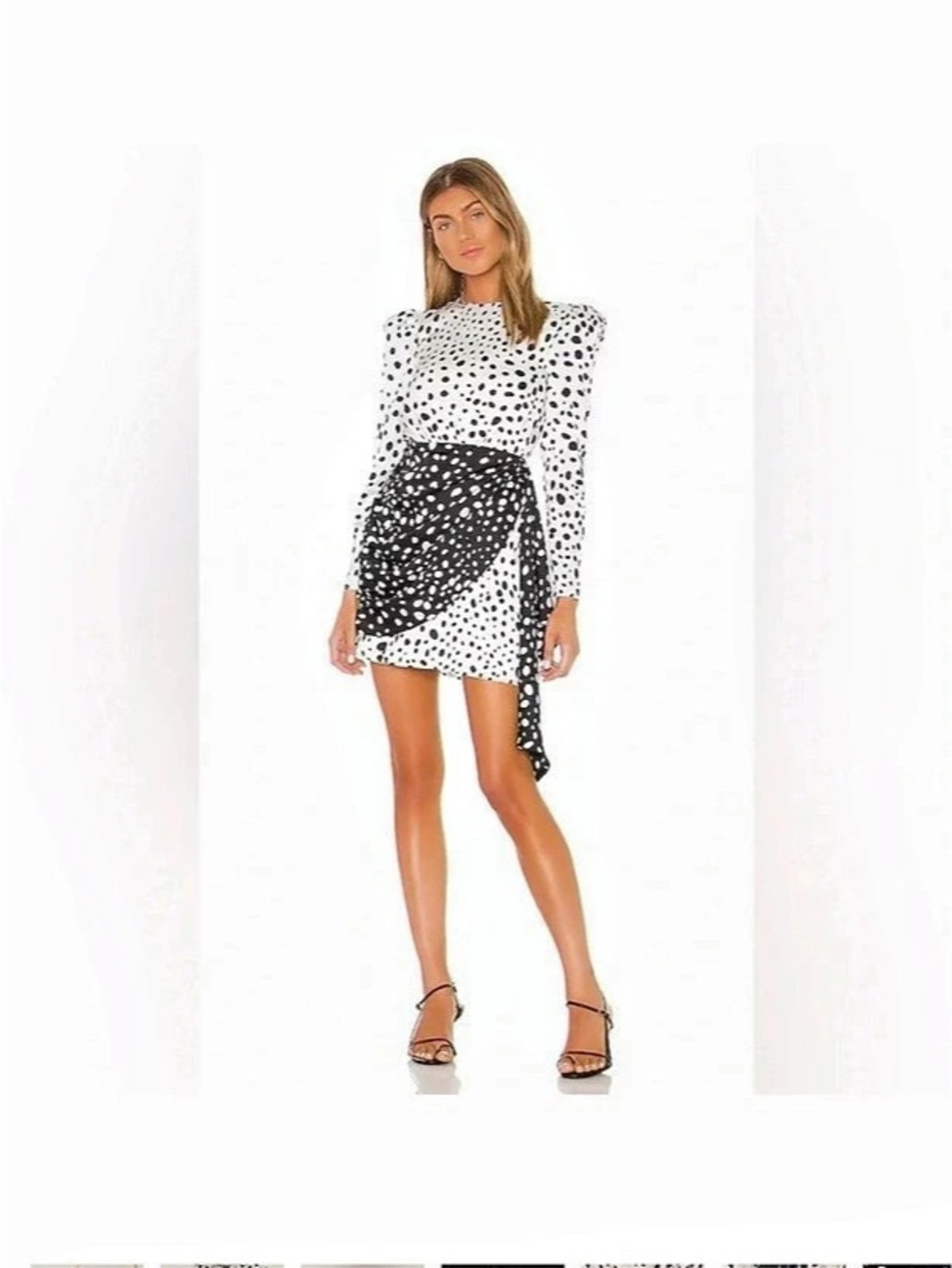 LPA Polka Dot Open Back Mini Dress in White & Black Size XS